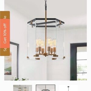 Modern Glass Pendant Light with Gold Accents